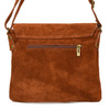 Cognac Italian Women's Suede Handbag Postbag with Flap B67