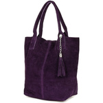 Leather bag suede bag large A4 with sachet plum l82