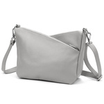 Three-compartment women's leather messenger bag, roomy