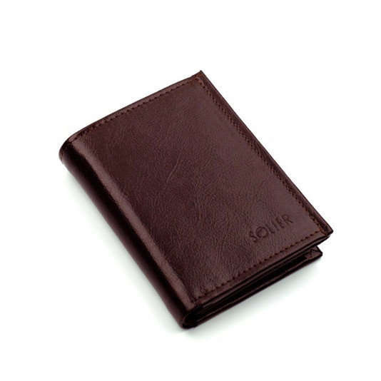 Elegant maroon leather wallet SOLIER SW01B