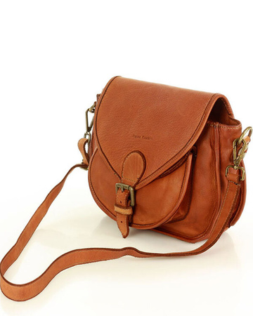 MARCO MAZZINI Klasyczna listonoszka z naturalnej skóry saddle bag genuine leather brąz camel