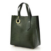 Women's large crocodile leather shoulder shopper bag