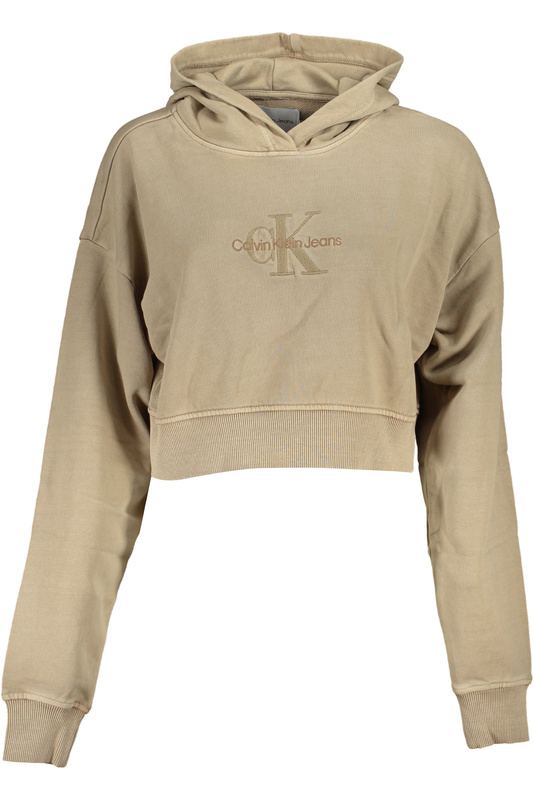 CALVIN KLEIN WOMEN&#39;S ZIPLESS SWEATSHIRT BEIGE