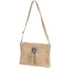 Damen kleine formelle Lederhandtasche beige croko soft postbag X53