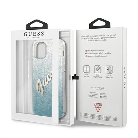 Guess GUHCP12MPCUGLSBL iPhone 12/12 Pro 6,1" niebieski/blue hardcase Glitter Gradient Script