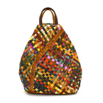 Leather roomy women's handbag and backpack in a mosaic pattern