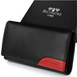 Women's leather wallet large horizontal zip RFiD black BELTIMORE 042