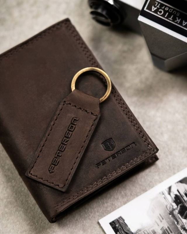 Leather wallet & key ring set PETERSON PTN SET-M-1542