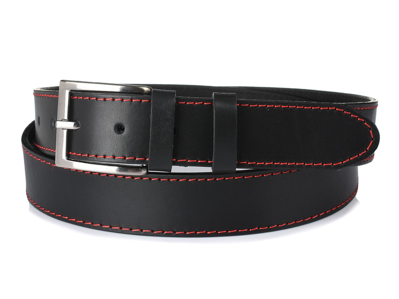 BELTIMORE premium natural grain leather belt A36 : Colors - black, Strap size - r.110-125 cm