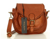 MARCO MAZZINI Klasyczna listonoszka z naturalnej skóry saddle bag genuine leather brąz camel