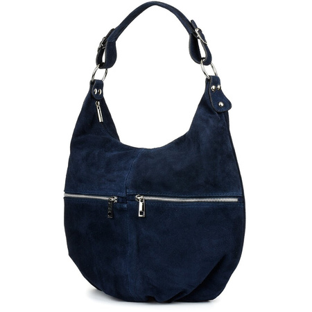 Navy blue Vera Pelle Suede A4 Leather Handbag K51 bag