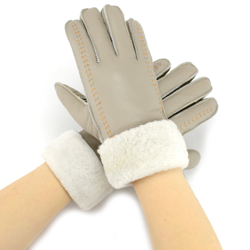 Five-finger leather insulated gloves