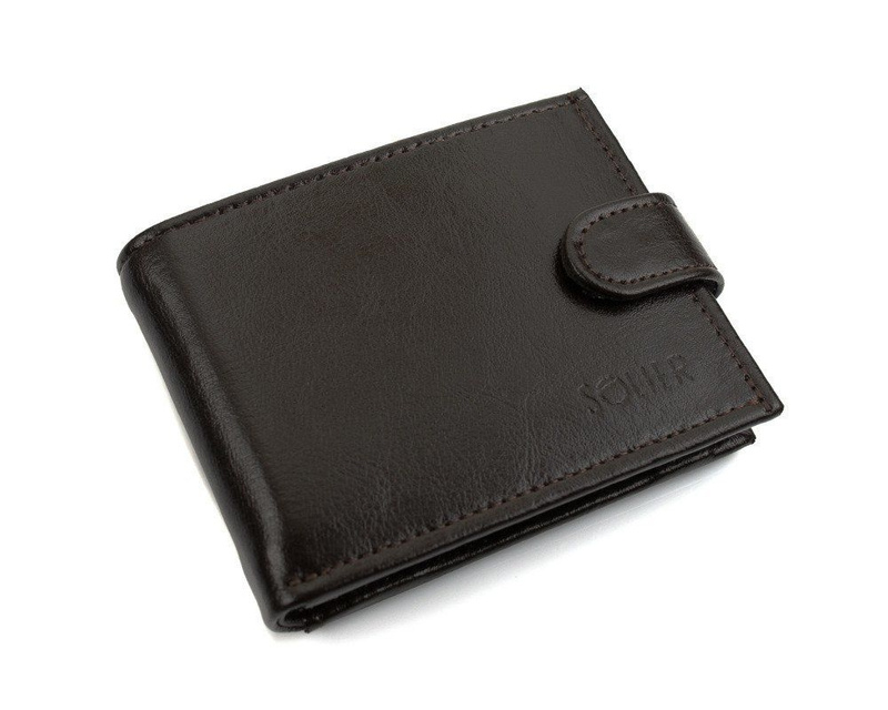 Elegant brown leather wallet SOLIER SW03