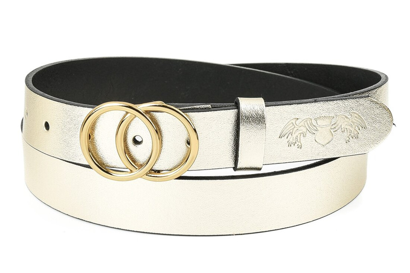 Beltimore women's leather belt gold 3 cm U98 : Colors - yellow, gold, Strap size - r.95-110 cm