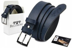 Beltimore leather men's belt navy blue narrow E12 : Colors - navy blue, Strap size - r.120-135 cm