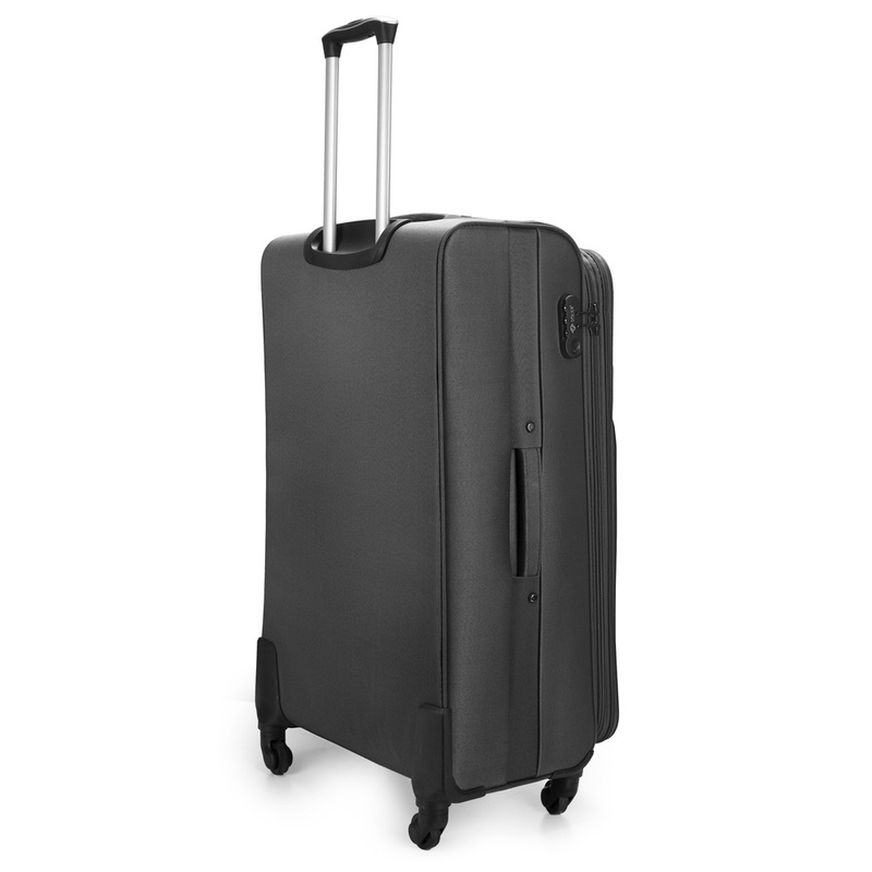 Solier Koffer Weich Trolley 4 Rollen Reisekoffer mit Teleskopgriff und Kombinationsschloss STL1316 (Schwarz, XL)