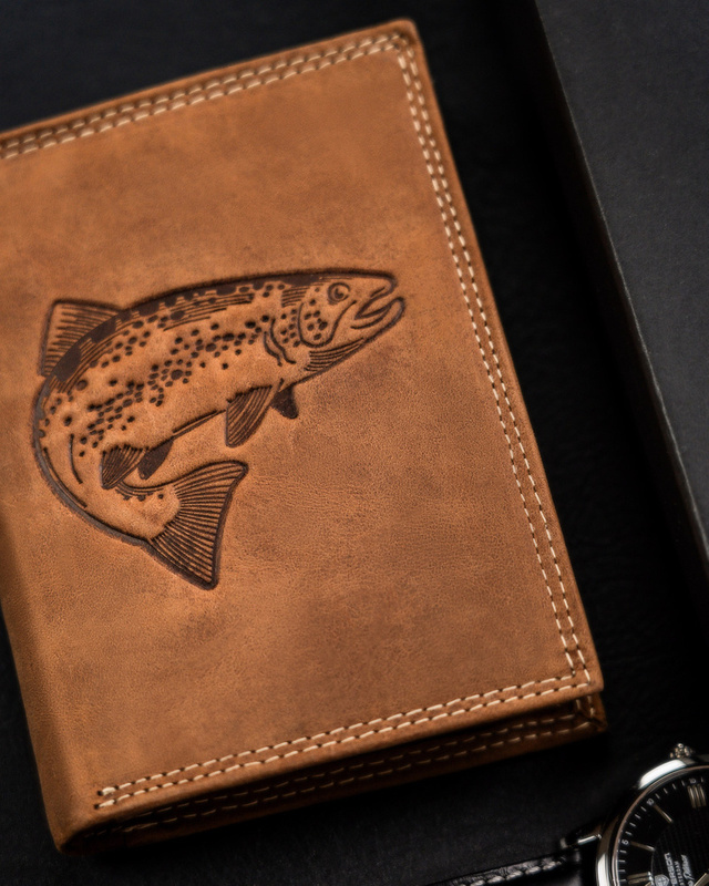 Men's genuine leather wallet Wild ANIMALS N4-CHM FISH