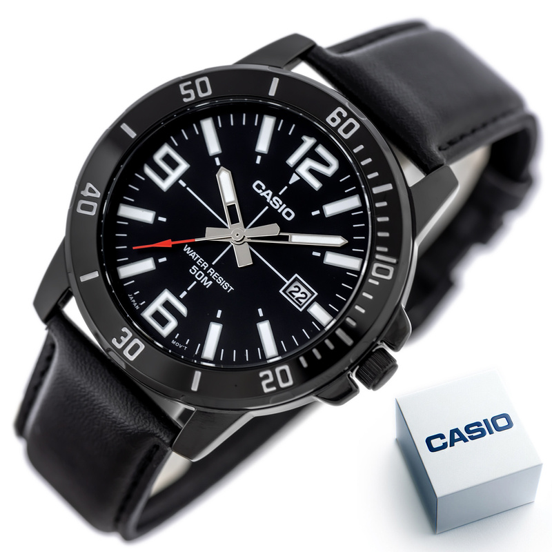 ZEGAREK MĘSKI CASIO MTP-VD01BL-1B (zd169d) + BOX