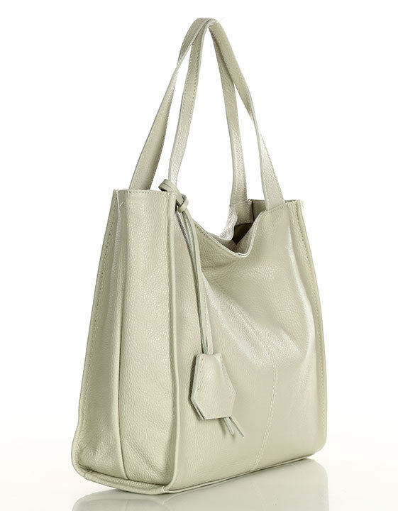 Modna torebka damska skórzany shopper bag - MARCO MAZZINI Portofino Max ivory beżowa