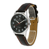 Men's watch quartz black classic leather strap with red trim C410