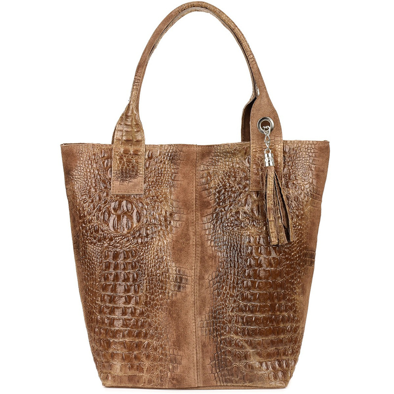 Bag Leather Bag A4 crocodile with Sachet taupe L94