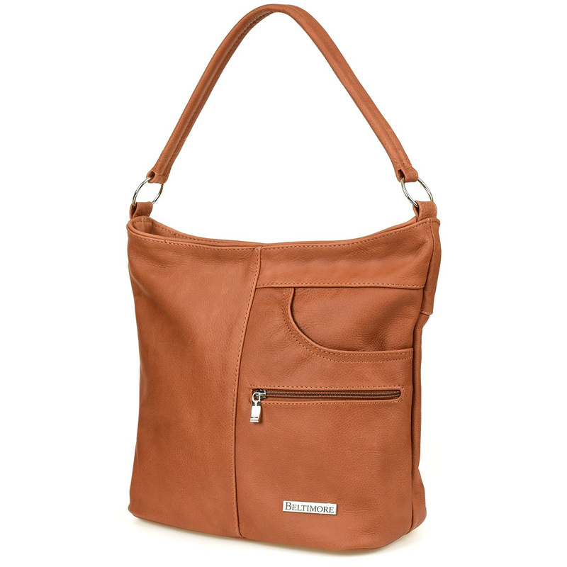 Handbag Leather Women's Postbag large classic camel H08