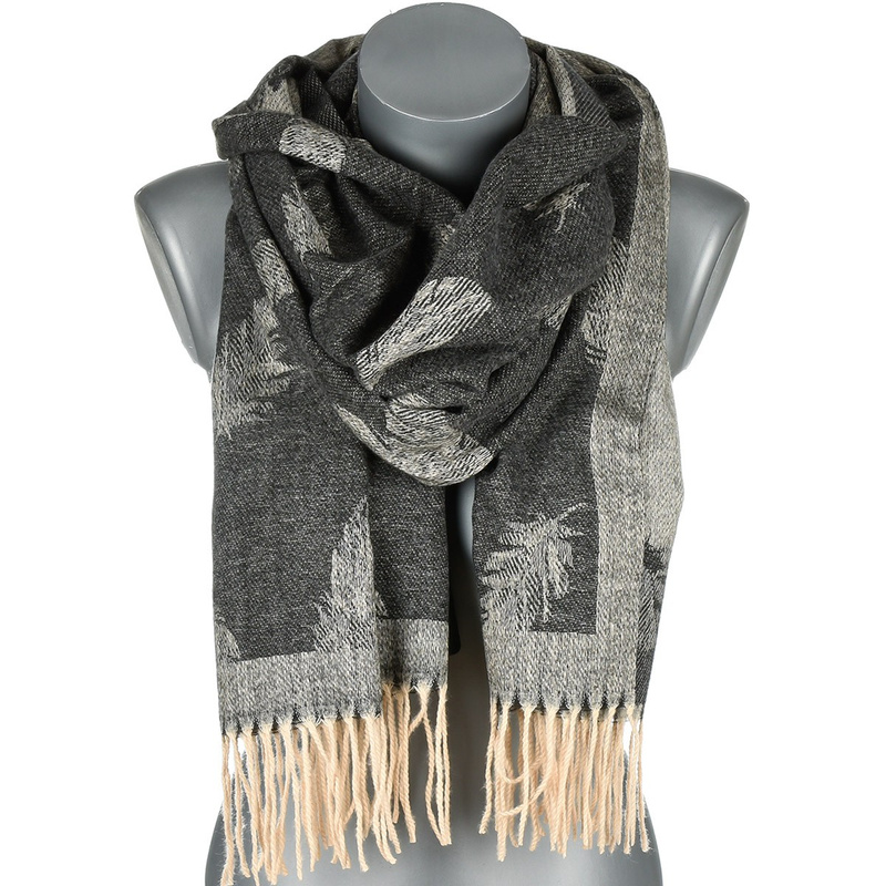 Black Cotton large women's scarf tassel shawl ST-25