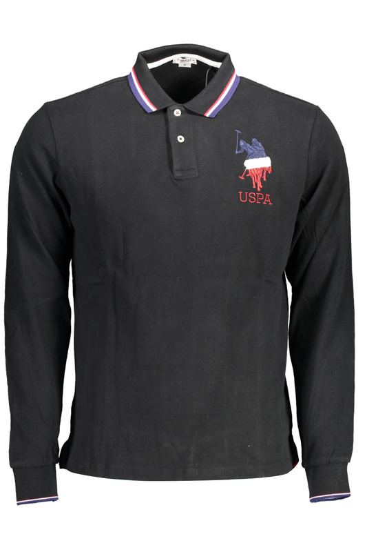 US POLO MEN&#39;S LONG SLEEVED POLO BLACK