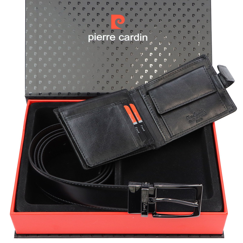 Elegant men's wallet and leather belt set