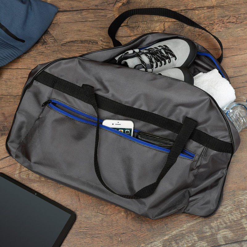 Gray and blue Beltimore travel bag for gym trip P91