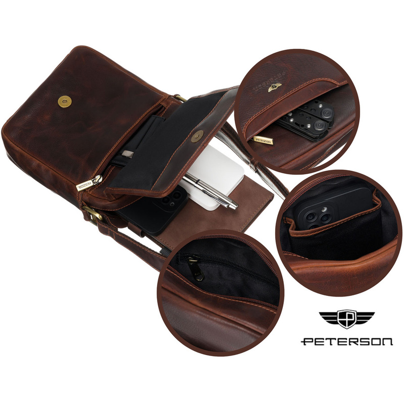 Leather bag PETERSON PTN TB-117-WAX