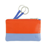 Key case by DUDU made in genuine multicolor leather with zip closure and double metal ring.