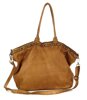 Duża torebka skórzana oversize style shopper bag - MARCO MAZZINI brąz camel