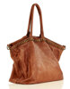 Duża torebka skórzana oversize style shopper bag - MARCO MAZZINI brąz camel