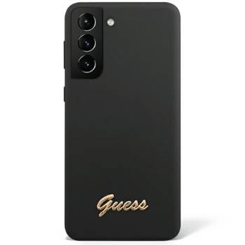 Guess GUHCS23SSLSMK S23 S911 czarny/black hardcase Silicone Vintage Gold Logo