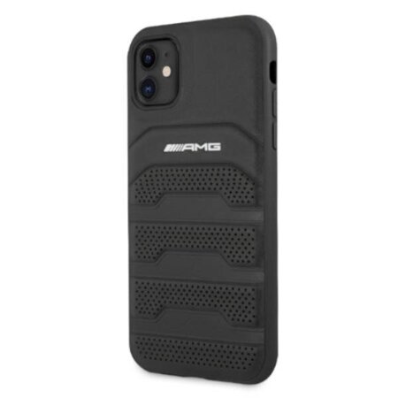 AMG AMHCN61GSEBK iPhone 11 / Xr 6,1" czarny/black hardcase Leather Debossed Lines