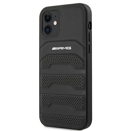 AMG AMHCP12SGSEBK iPhone 12 mini 5,4" czarny/black hardcase Leather Debossed Lines