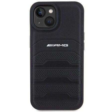 AMG AMHCP15MGSEBK iPhone 15 Plus / 14 Plus 6.7" czarny/black hardcase Leather Debossed Lines