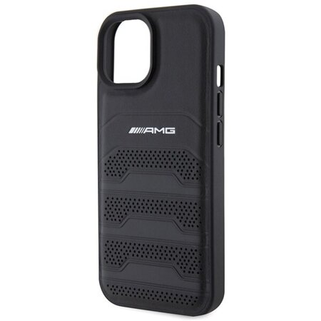 AMG AMHCP15MGSEBK iPhone 15 Plus / 14 Plus 6.7" czarny/black hardcase Leather Debossed Lines