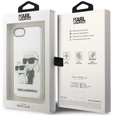 Karl Lagerfeld KLHCI8HNKCTGT iPhone 7/8/ SE 2020 / SE 2022 transparent hardcase Gliter Karl&Choupette