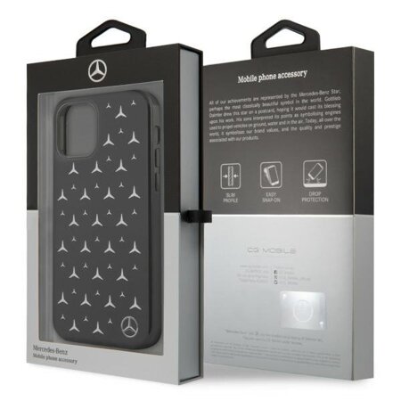 Mercedes MEHCP12MESPBK iPhone 12/12 Pro 6,1" czarny/black hardcase Silver Stars Pattern