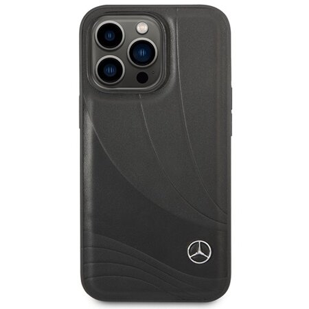 Mercedes MEHCP14X8ROLK iPhone 14 Pro Max 6,7" czarny/black hardcase Leather Wave Patern