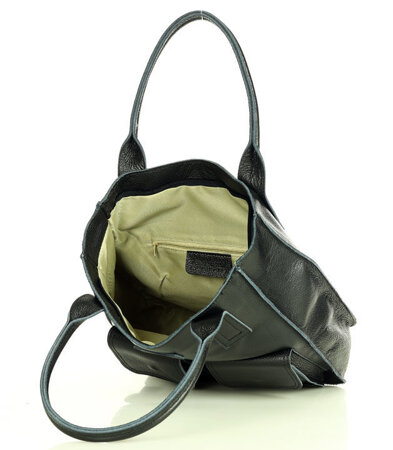 Torebka skórzany shopper bag z kieszeniami - MARCO MAZZINI Ravenna czarny